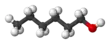 Spacefill formula of 1-hexanol
