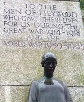 Heywood War Memorial. Photograph shown courtesy Glyn Fitzsimmons.