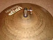 The same clutch installed on a top hi-hat cymbal