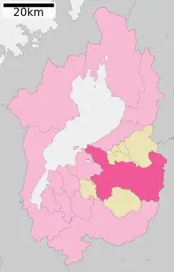 Location of Higashiōmi in Shiga Prefecture