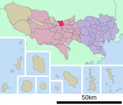 Location of Higashiyamato in Tokyo Metropolis