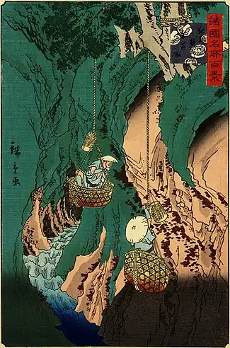 Kishū kumano iwatake tori ("Iwatake mushroom gathering at Kumano in Kishu") by Hiroshige II