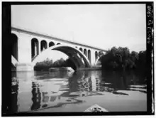 Pier and remnant of Virginia abutment of Aqueduct Bridge upstream of Key Bridge (1967)