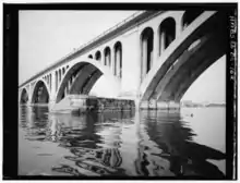 Aqueduct Bridge pier, from Virginia shore upstream of Key Bridge (1967)