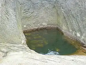 The pool of water in the Hitching Stone