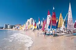 Yachts lining up on Summerstrand's Hobie Beach