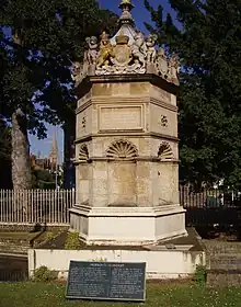 The Market fountain reerected at the point where the conduit crosses Lensfield Road as a monument to Hobson