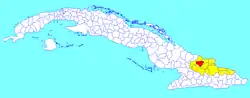 Holguín municipality (red) within  Holguín Province (yellow) and Cuba