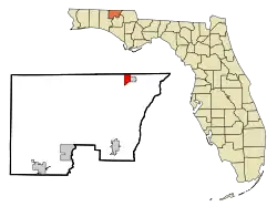 Location in Holmes County and the state of Florida