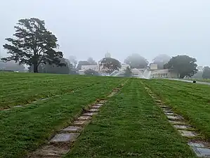 Lawn and mausoleum