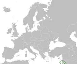 Map indicating locations of Palestine and Vatican City