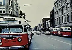 The Holyoke Street Railway at one time provided both interurban rail (top, 1937) and bus service (bottom, 1973); the latter would replace the former however both remained in tandem service from 1921 to 1937.