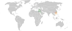 Map indicating locations of Israel and Hong Kong