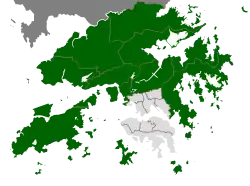 New Territories (in green) within Hong Kong