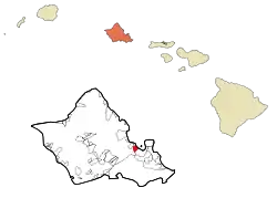 Location in Honolulu County and the state of Hawaii