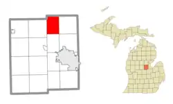 Location within Midland County and the state of Michigan