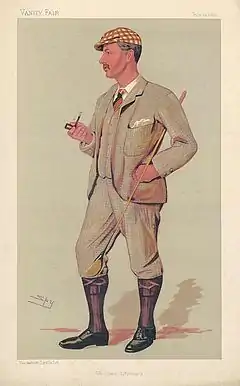 Caricature of golfer Horace Hutchinson by Spy on 19 July 1890