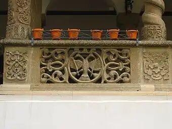 Brâncovenesc acanthuses of a railing of the Horezu Monastery, Horezu, Romania, unknown architect or sculptor, 17th-18th centuries