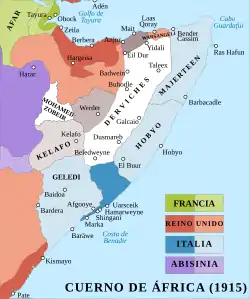 Geledi Sultanate and surrounding areas in 1915, at the south of Somalia