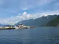 Boats at Horseshoe Bay, with Howe Sound in the background.