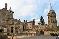 The entrance front - Pevsner called the approach to the house "one of the most sensational in England"