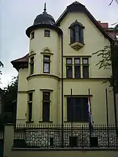 The flag in the Croatian Embassy in Budapest.