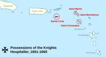 Map of the Hospitaller Order's territories in the Caribbean