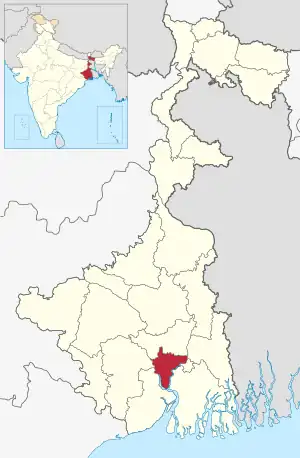 Location of Howrah in West Bengal