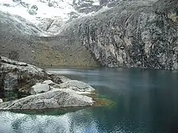 Churup Lake at the foot of the mountain