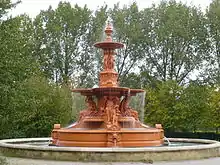 The Hubert Fountain in Victoria Park, Ashford, Kent, was an exhibit at the International Exhibition.