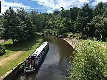 The Huddersfield Narrow Canal as it passes through the Queensgate campus.