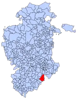 Municipal location of Huerta de Rey in Burgos province