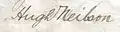 Signature of Hugh Neilson who purchased Chapelton in 1899 from J Archibald Brownlie of Monkcastle, Banker.