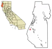 Location of Ferndale in Humboldt County, California