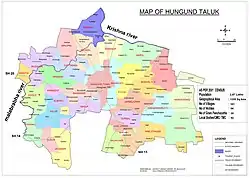 Hungund Taluk Map before creation of Ilkal Taluk