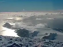 Southern Hurd Peninsula from Mount Friesland, with False Bay on the left and South Bay on the right, and Smith Island seen on the horizon