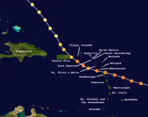 Track of Hugo in the Caribbean