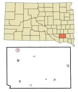 Location in Hutchinson County and the state of South Dakota