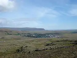 View from Hellisheiði down over Hveragerði