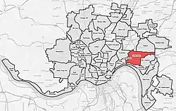 Location within Cincinnati