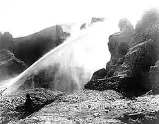 Jet of water washing down a hillside, 1898