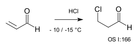 Addition of HCl to acrolein