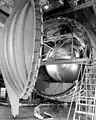 A large hydrogen tank in a vacuum chamber at Lewis Research Center in 1967