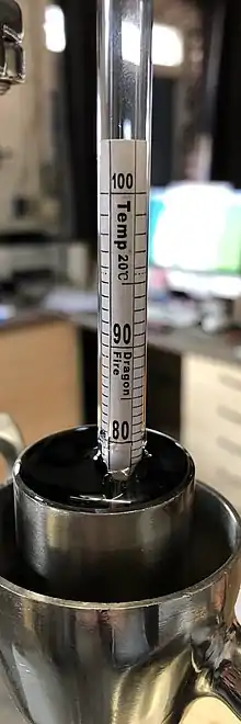 An alcohol meter in a still.