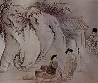 Shin Yunbok, Chatting at a well at night, In the late Joseon period, presumed after 1805, Gansong Art Museum in Seoul, South Korea