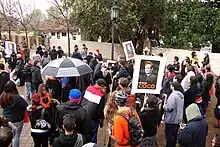 A group of Conan O'Brien supporters outside of Universal Studios in California