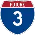 Future Interstate 3 marker