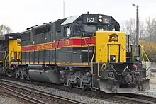The Iowa Interstate Railroad is a typical example of a Class II regional railroad in Iowa, Nebraska, and Illinois. Pictured is a locomotive from the Iowa Interstate Railroad.