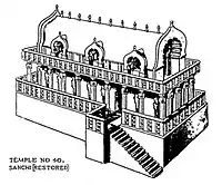 Illustration of Temple 40 at Sanchi, dated to the 3rd century BCE