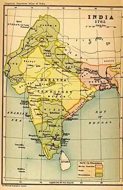 Map of India in 1765.